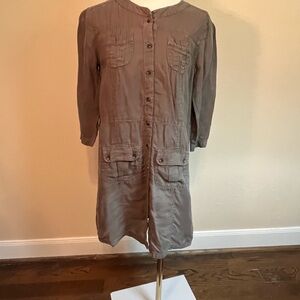 Sun and Shadow Button-Up Long Sleeve Dress